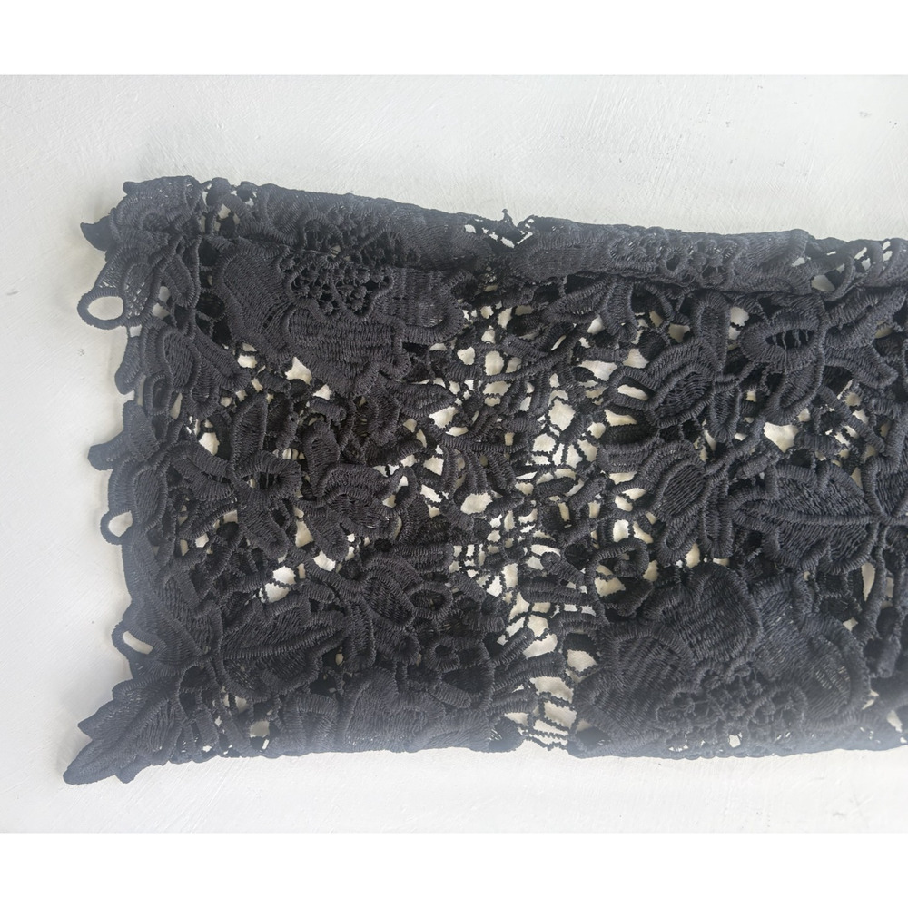 FOREVER 21 Cropped Top Longsleeve Shirt Women Medium Black Lace Bell Sleeves - Picture 3 of 4